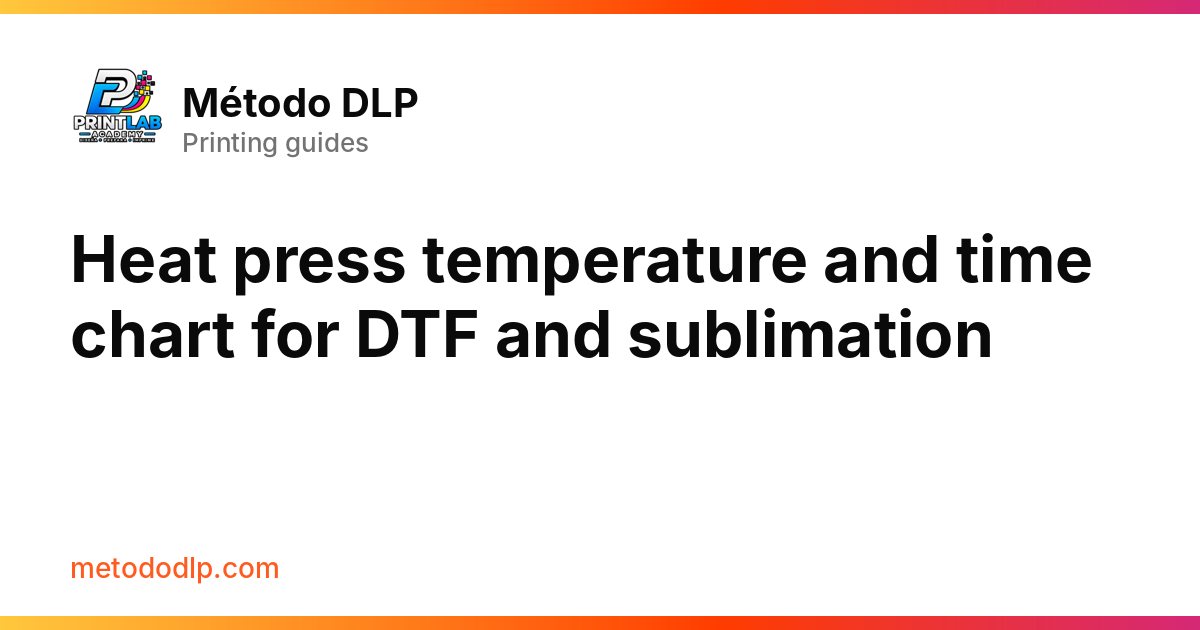 Heat press temperature and time chart for DTF and sublimation
